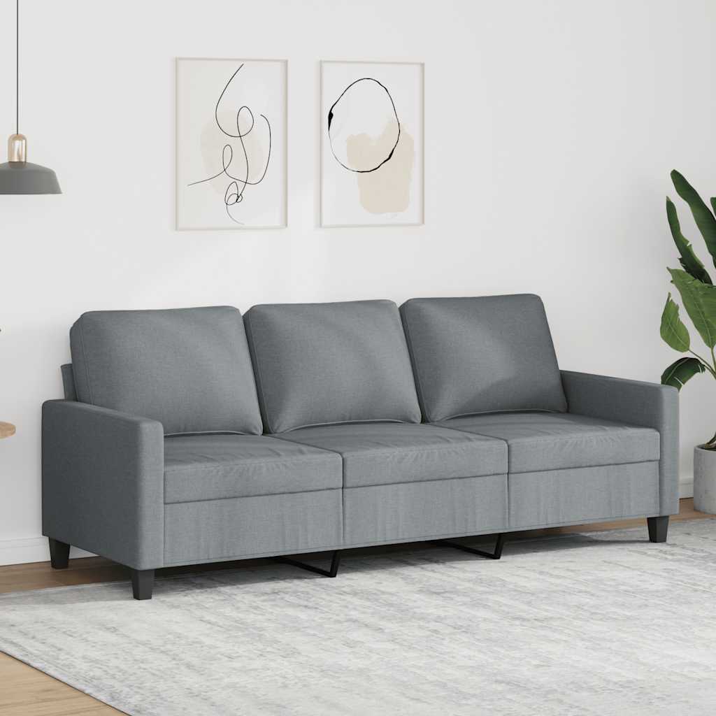 Vidaxl Sofa 3-Osobowa, Jasnoszara, 180 Cm, Tapicerowana Tkaniną