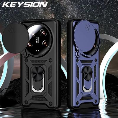 KEYSION Противоударный защитный чехол для Xiaomi 14 Ultra 5G POCO C61, защитное кольцо для камеры, задняя крышка-подставка для телефона Redmi A3