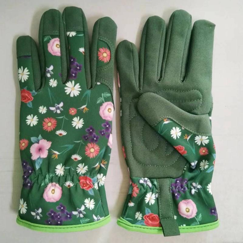Womens Garden Gloves Breathable Durable Anti-Puncture Floral Print Flexible Gardening Farming Outdoor Work