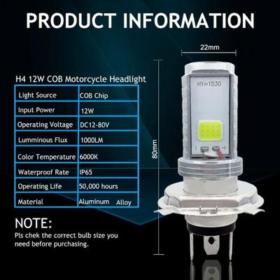 1 шт. H4 LED Мото H6 BA20D LED Лампы Мотоциклетной Фары 2 Стороны COB Белый 6000K Ближний Дальний Свет Аксессуары для Скутера Противотуманные Фары 12В