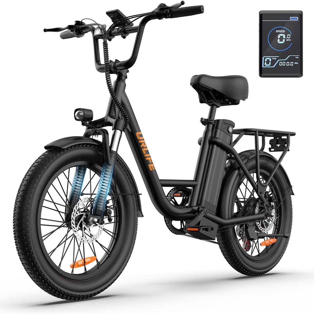 URLIFE E20 Multi Terrain Electric Bike For Adult 48V13Ah Battery 500W Motor E-Bike 20 Inch Fat Tires Urban Commuting Electric Bicycle With TowSeat