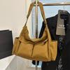 Stylish Retro Large Capacity Tote Bag For Men And Women Casual Travel In Black Green Cream Brown