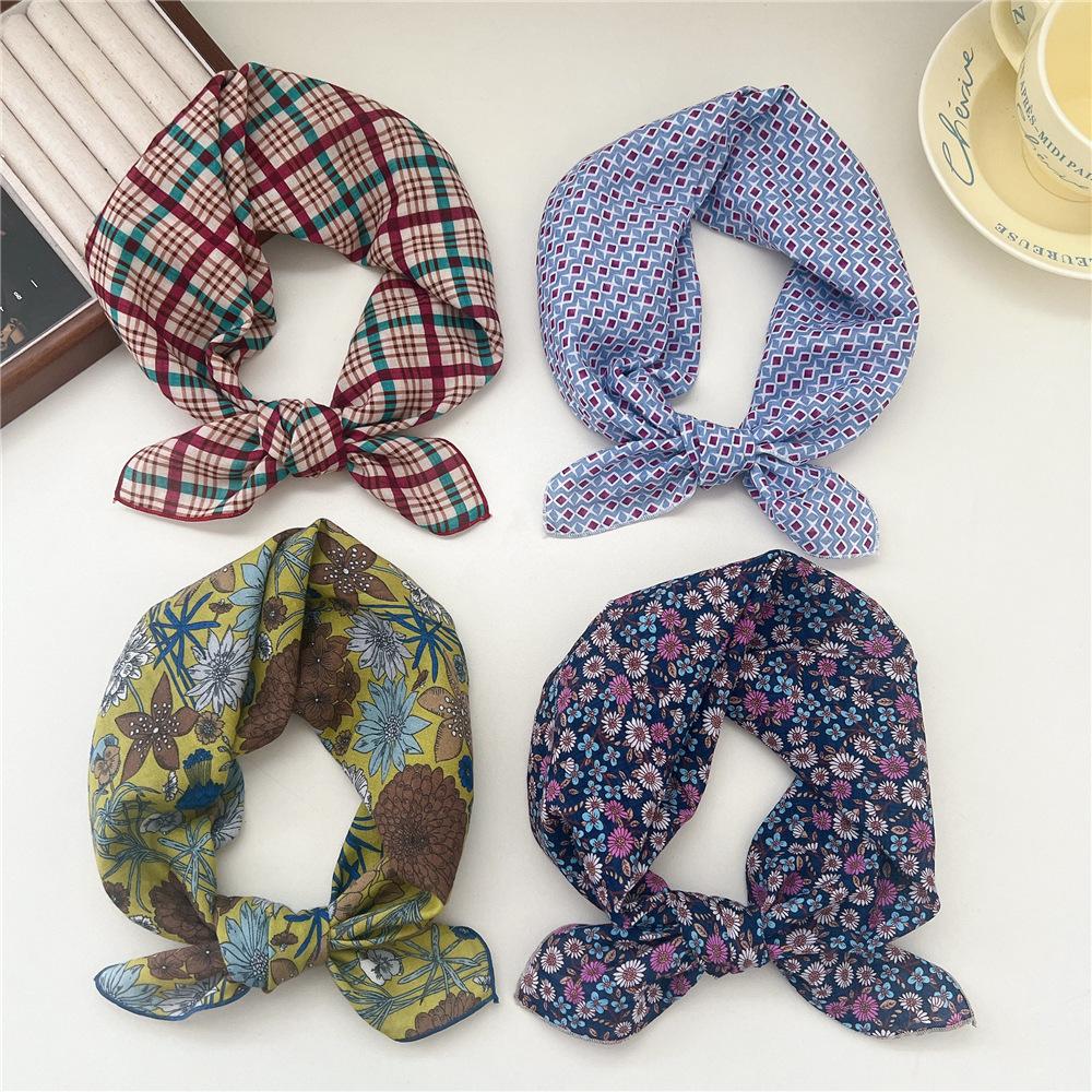 Маленький квадратный шарф из хлопка и льна, шелковый шарф, женский, весна и осень, новый стиль, художественный и универсальный, модный, темпераментный шарф-повязка на голову