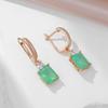 Кинель квадратные сине-зеленые висячие серьги с натуральным цирконом для женщин, розовое золото, бутиковые ювелирные изделия, вечерние украшения