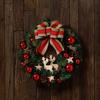 Christmas Wreath for Front Door Artificial Green Pine Needles Teardrop Swag Christmas Garland Decoration with Balls Bows for Indoor Holiday Decor