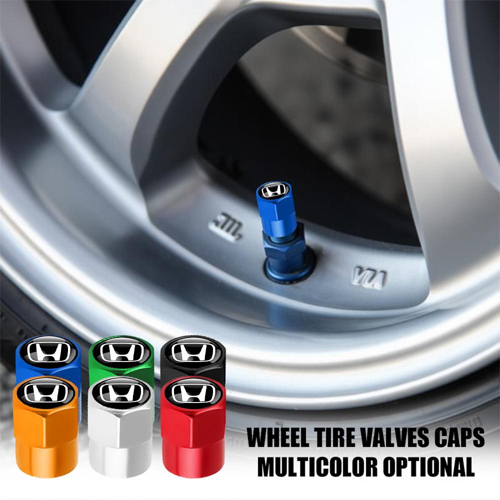 4Pcs/Set Car Wheel Tire Valve Caps Metal Stem Cover Car Accessories For Honda City HR-V Jazz Accord Civic CR-V Fit Mugen Insight