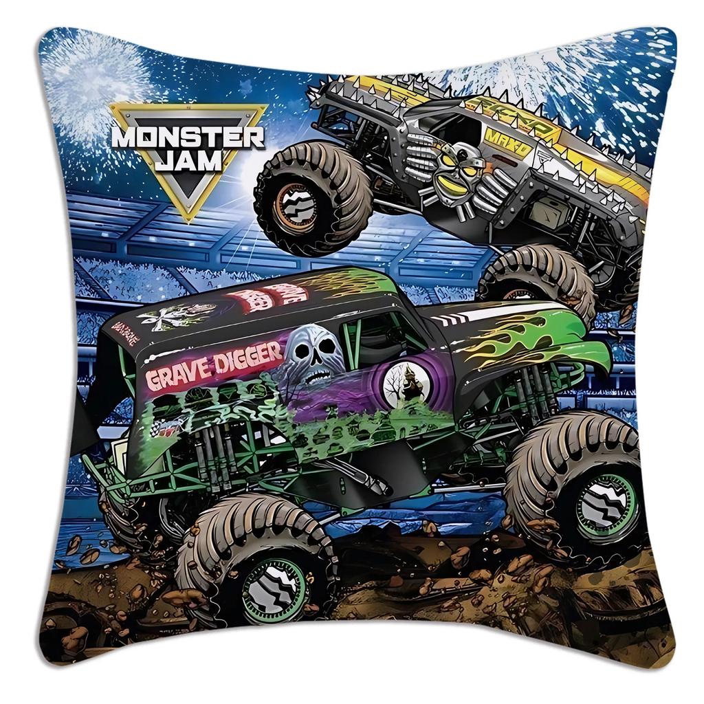 Monster Jam Монстр-трак Мультяшные Наволочки Мультяшные Декоративные Подушки для Дивана Домашний Двусторонний Принт Короткий Плюш Наволочка HJHA,