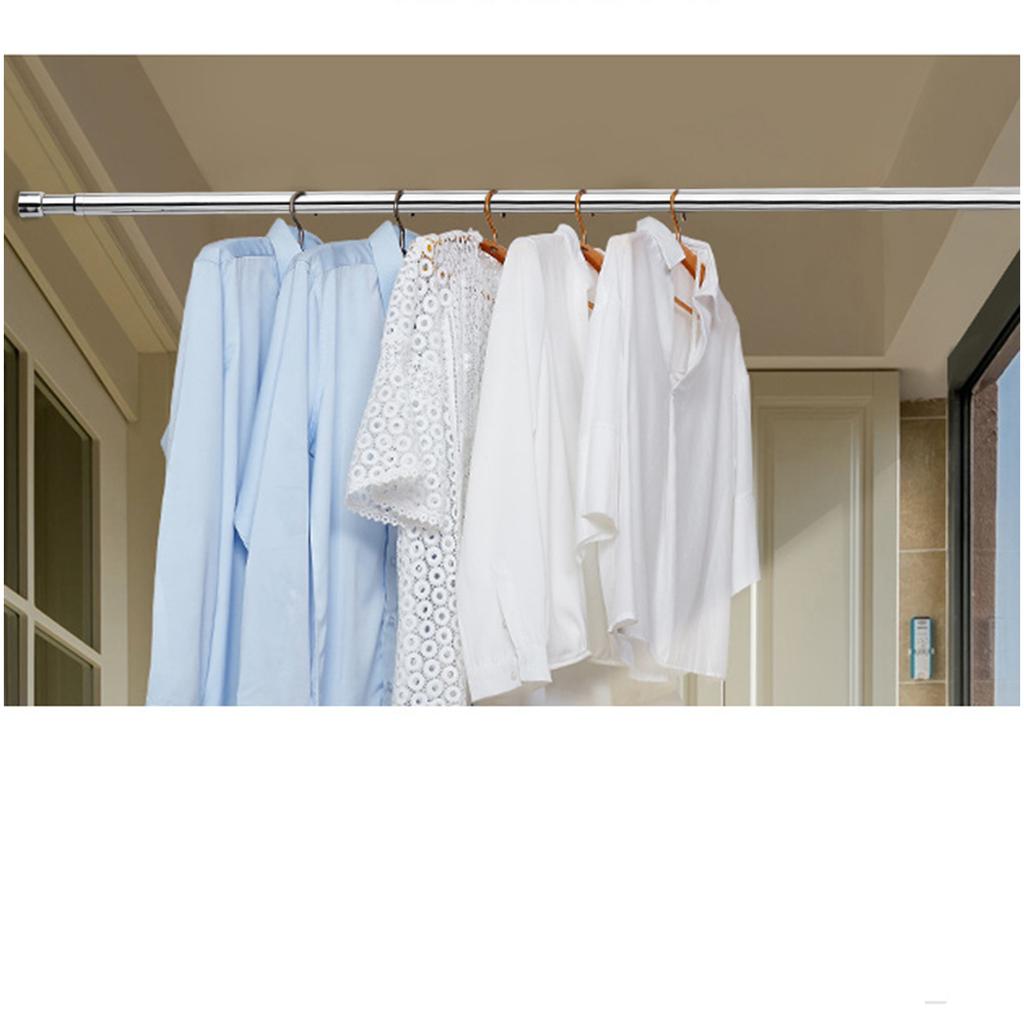 Thickened Stainless Steel Wardrobe Telescopic Rod Adjustable Clothes Hanging Rod Balcony Bedroom Multi-purpose Clothes Drying Rack