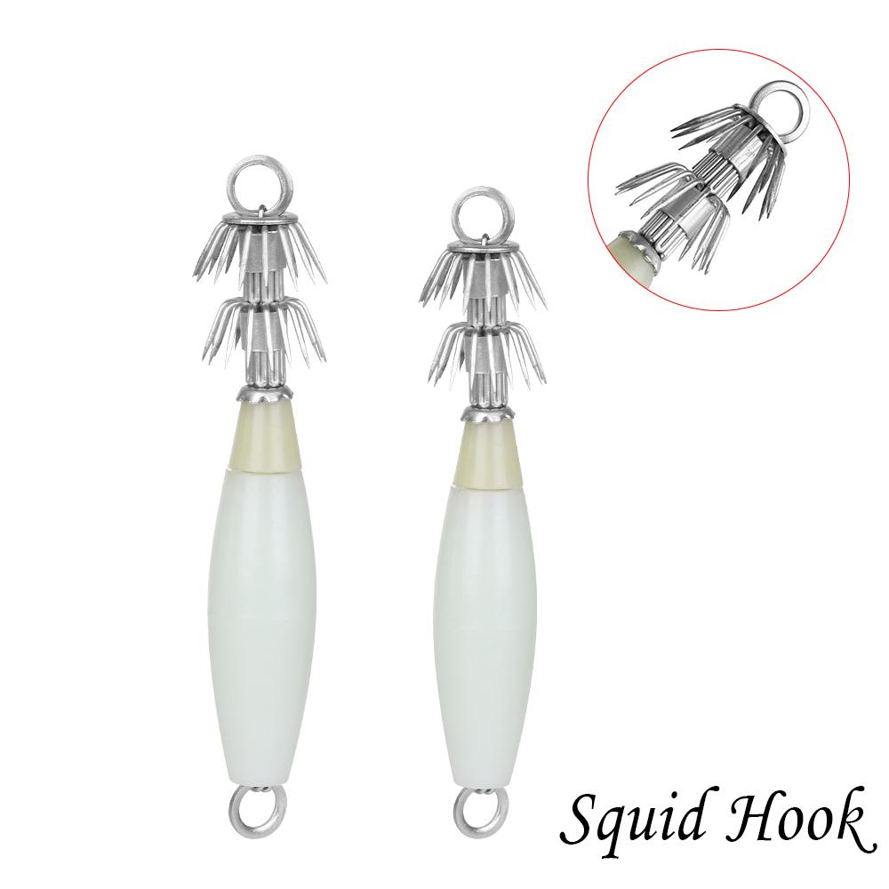 1/5PCS Simulation Jigs Angling Fishing Tackle Octopus Bait Wood Shrimp Lures Squid Hook