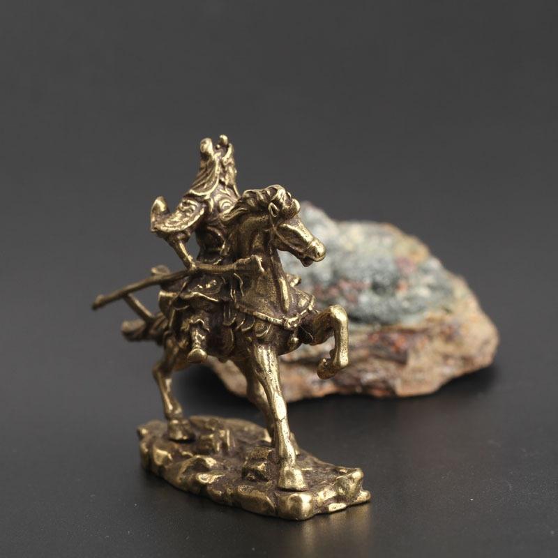 Wealth God Brass Chinese Of Riding Horse Guan Gong Statue Home Decoration Accessories Copper Office
