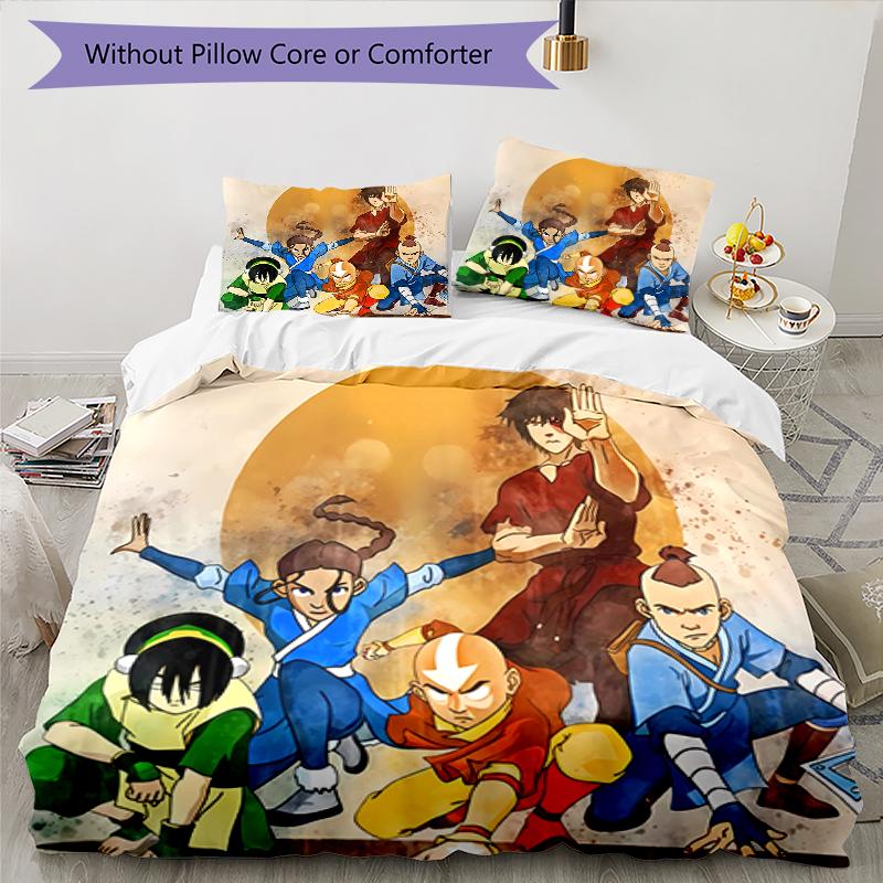 3pcs Avatar The Last Airbender pattern bedding set duvet cover set includes duvet cover &pillowcases, perfect all season bedroom decoration & gift