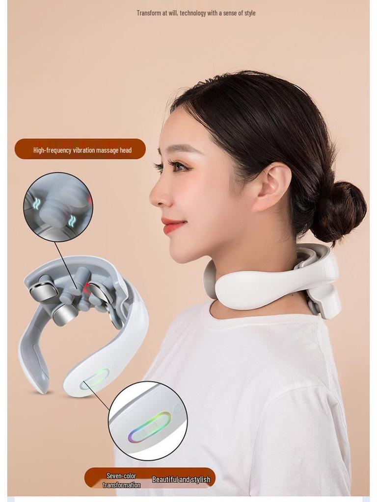 Умный массажер для шеи и плеч с импульсным нагревом и терапией горячим компрессом