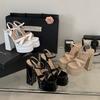 Runway Style 15cm Ultra High Heels Women Gladiator Sandals Platform Wedges Patent Leather Summer Chunky Shoes Sandalias