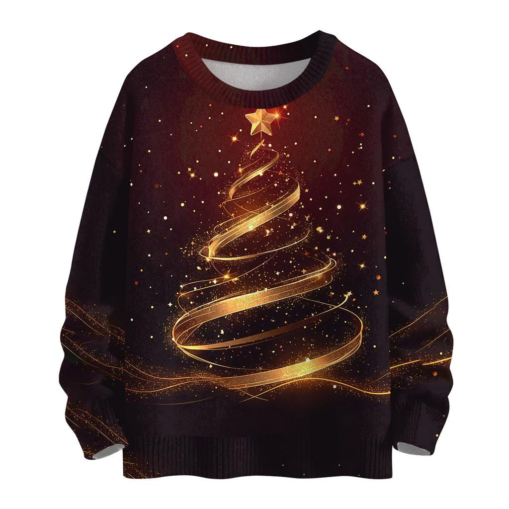 Women's Casual Long Sleeve Woolen Christmas Sweatshirt Fall  Vacation Long Sleeve Pullover