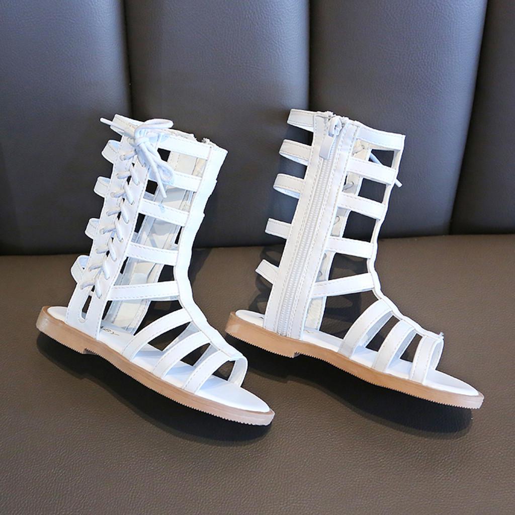 Toddler Infant Kids Baby Girls Summer Roman Princess Shoes Open Toe Zip Sandals