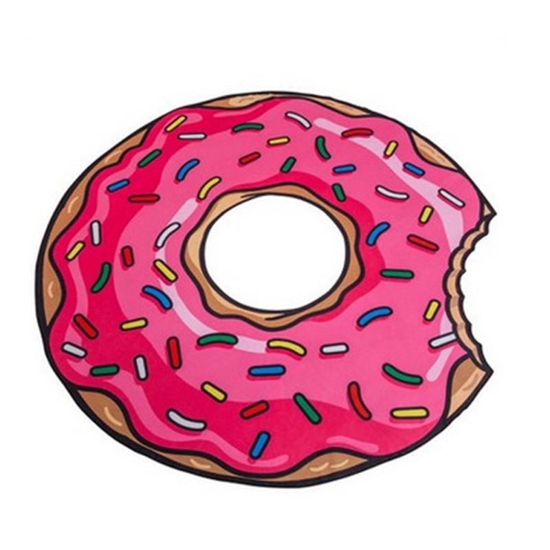 Round 3D Cute Food Pattern Printed Beach Towel Multi-Purpose Chiffon Towel Sunscreen Shawl Scarf