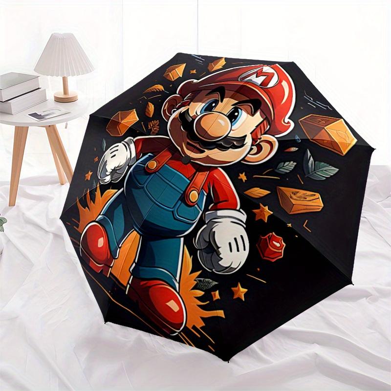 1pc Mario Adventure Automatic Open/close Folding Portable Cute Cute Umbrella with 8-Ribs Structure for Women/Men, All-Season Use a0901060