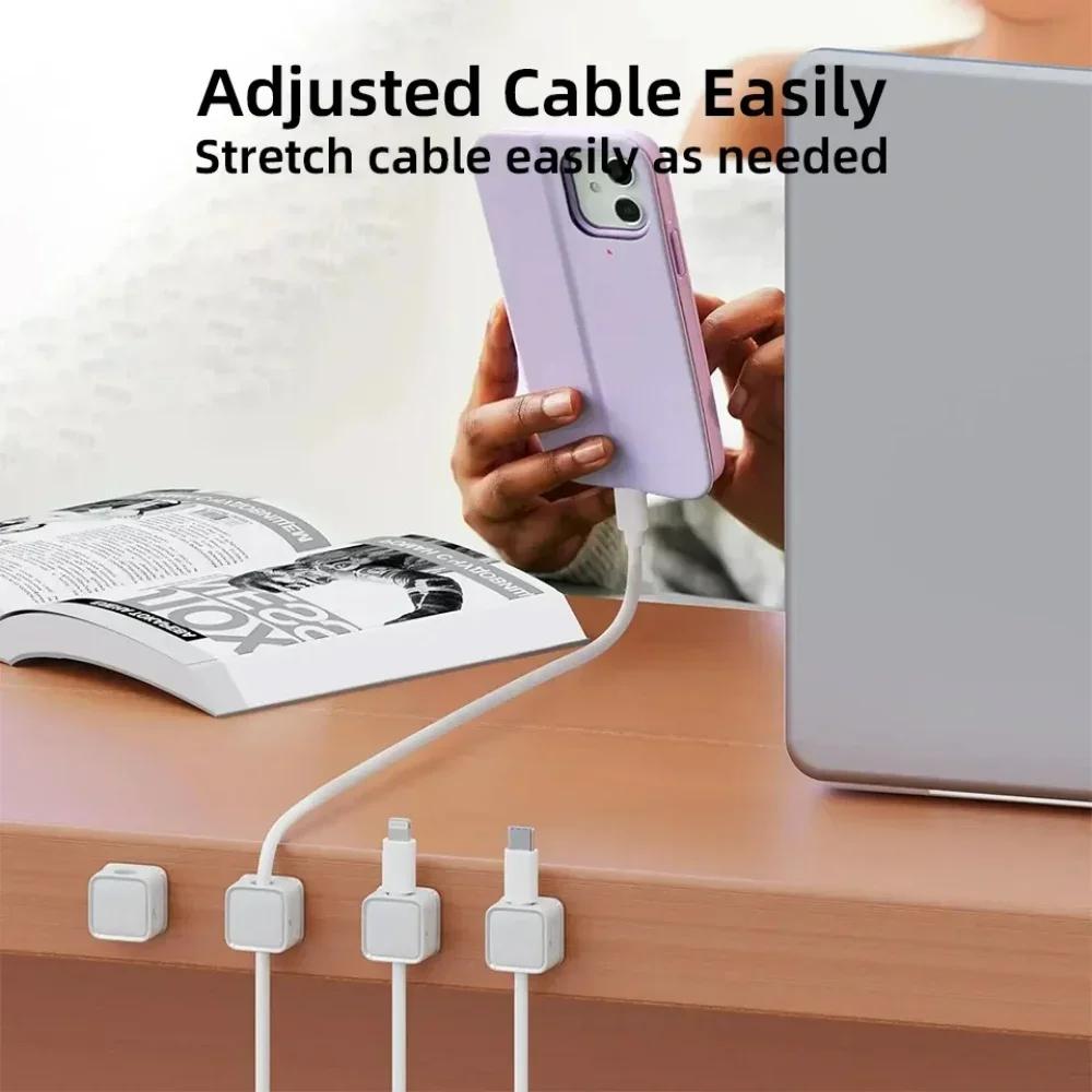 1/3/6PCS Magnetic Cable Clip Magnetic Cable Winder Cord Organizer Adjustable Cord Holder Under Desk Cable Management Holder