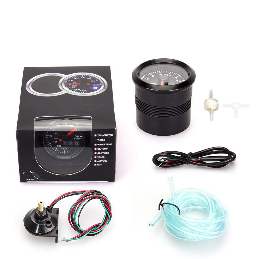 52mm Car Truck Turbo Boost Meter 0-30 PSI Pressure Gauge Digital & Pointer 12V