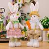 2025 Easter Standing Rabbit Ornaments Telescopic Dolls Figurine Spring Ornaments Cute Rabbit Dolls LittleElf Children's Gifts