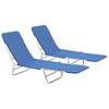 Day and Night - Day and Night Folding Loungers 2 Units Steel and Blue Fabric