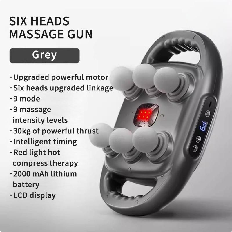 JINKAIRUI 6 Head Massage Gun Muscle Relaxation Fascia Gun High Frequency Vibration Body Massager Pain Relief Muscle Fascia Gun