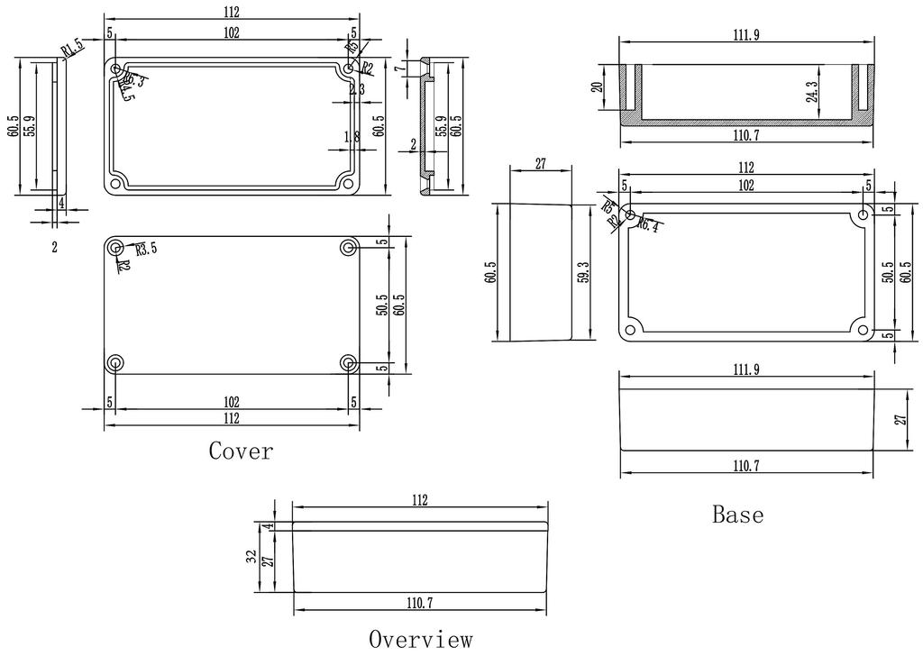 Корпус эффектора HAMMOND 1590B Тип Неокрашенный Отдельный Элемент Эффектор Самодельный Алюминиевый Корпус Корпус 90B-NCx1P