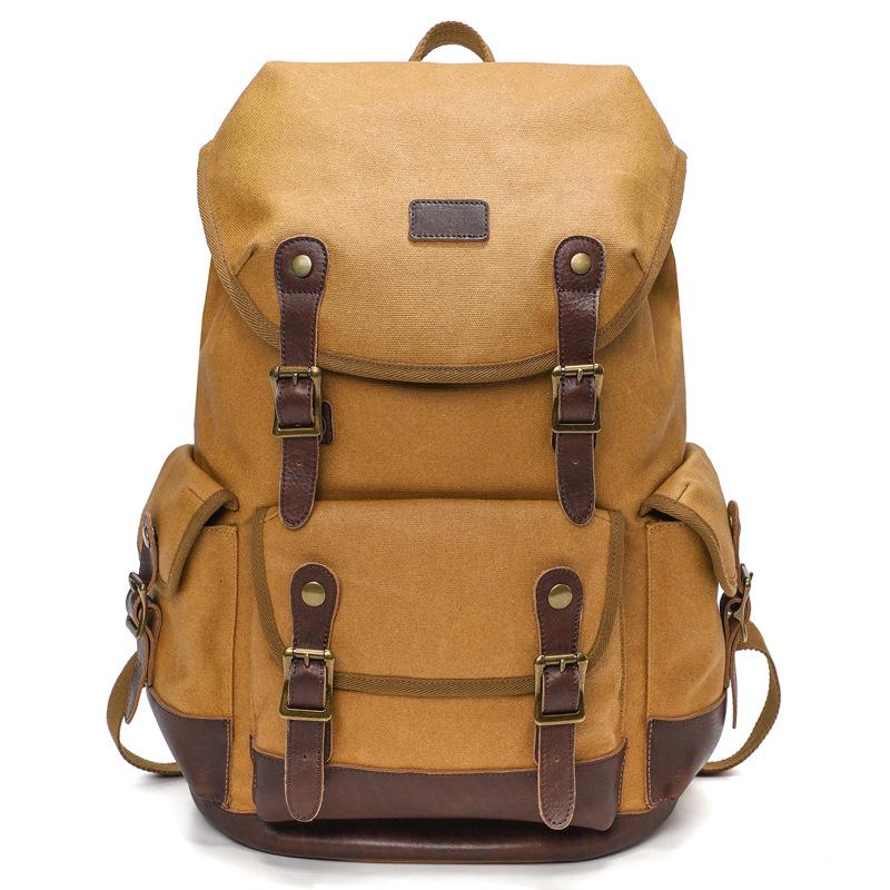 Retro Waterproof Canvas & Cowhide Men's Travel Backpack