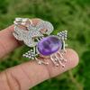 Daughters Day Deal 925 Silver Oval African Amethyst Gemstone Bezel Wife Pendant