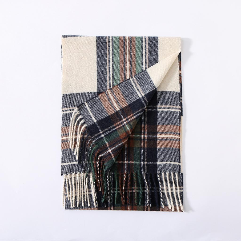 Autumn And Winter New Men'S Scarf Black And White British Style Imitation Cashmere Versatile Shawl Warm Double-Sided Scarf