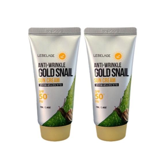 Lebelage Anti-Wrinkle Gold Snail Sun Cream 70ml (3 Options)