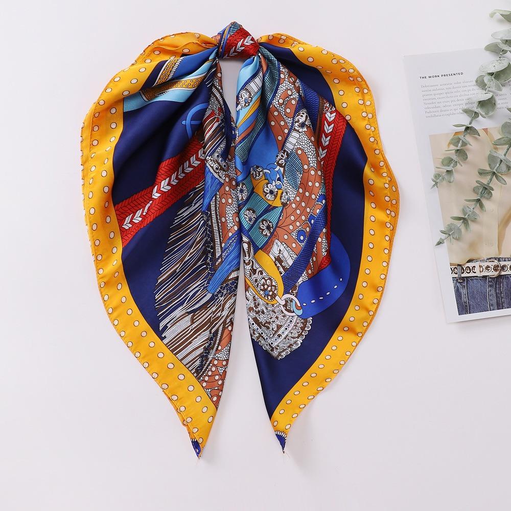 70 * 70 Four Seasons Available New Women'S Small Square Scarf, High Grade Letter Printed Scarf, Professional Scarf, Satin Scarf