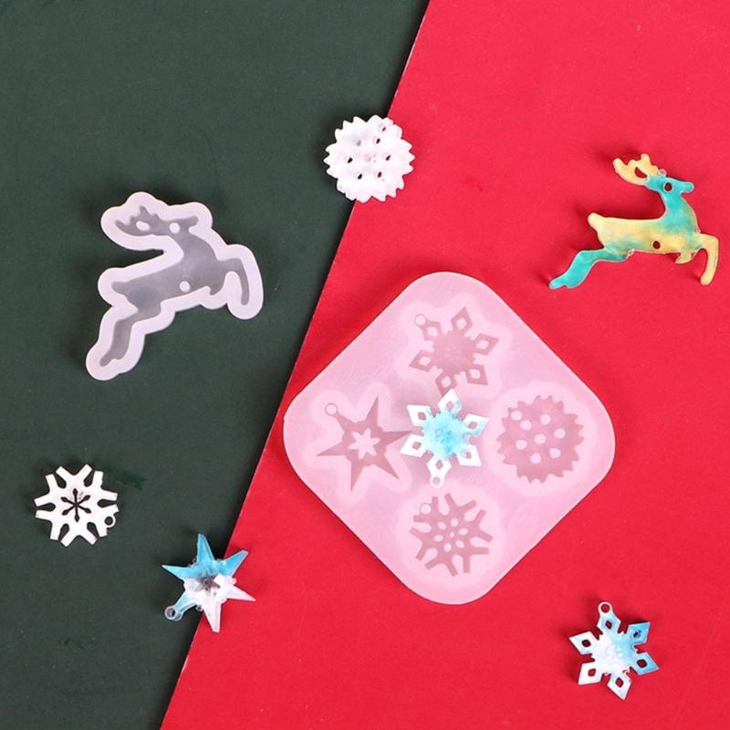 Silicone Molds Pendant Epoxy Resin Mould Christmas Epoxy Resin Mold DIY Jewelry Making Moulds for Christmas Decorations