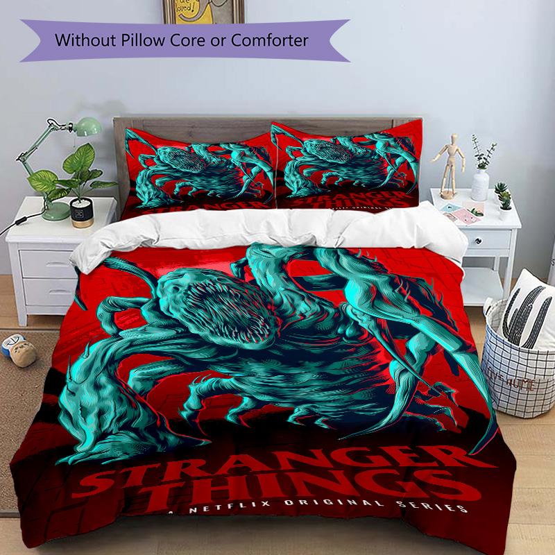 Stranger Things Horror Series Print 3Pcs Bedding Setduvet Cover With 2 Bedropillowcase Home Birthday Gift