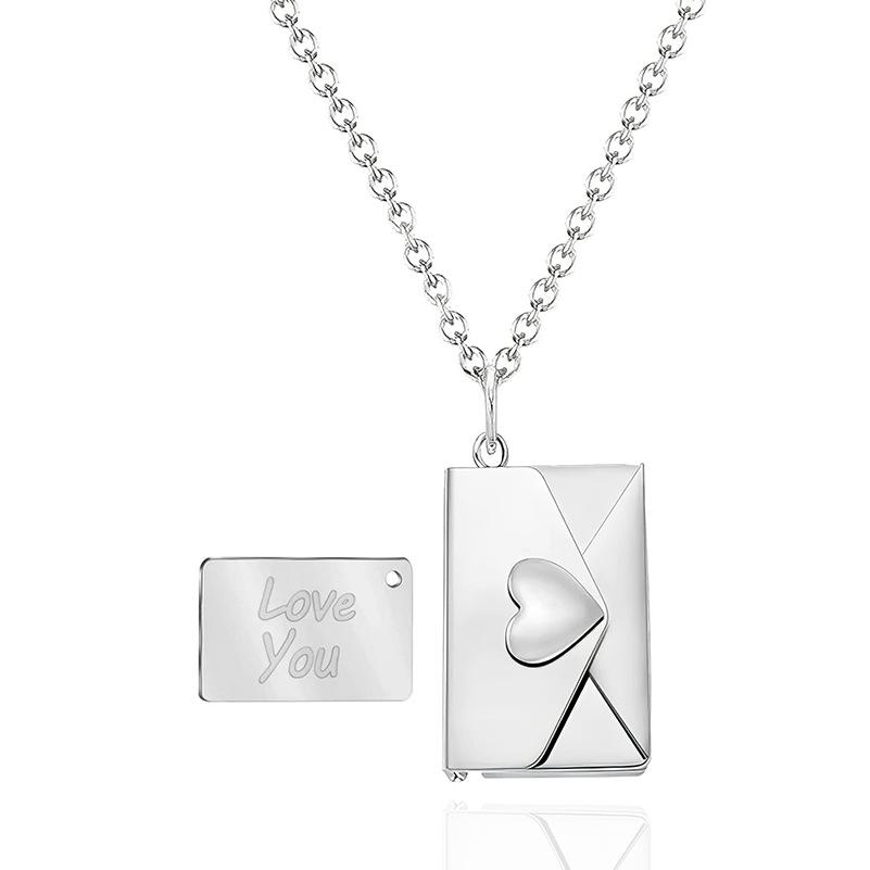 Ювелирный брелок-конверт Золото/Серебро Колье Цепочка на шею Прочный кулон-конверт Ожерелье Семья