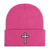 European and American popular fashion embroidery cross knitted hat outdoor sports wool hat cycling warm hat cold hat