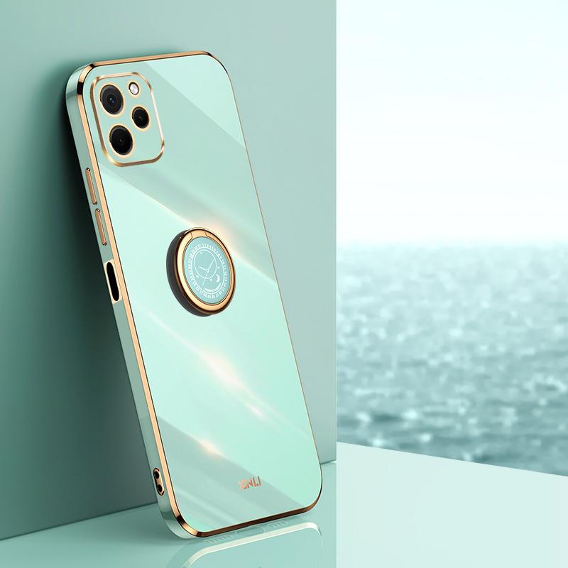 XINLI Для Huawei nova Y61 4G Чехол для телефона из ТПУ с кольцом-держателем и подставкой, Гальваническое покрытие