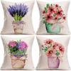 Домашний Декор Цветочные Горшечные Букеты Наволочки Для Декора Узорчатая Наволочка Подходит Для Дивана Спальни Автомобиля Чехол Для Подушки