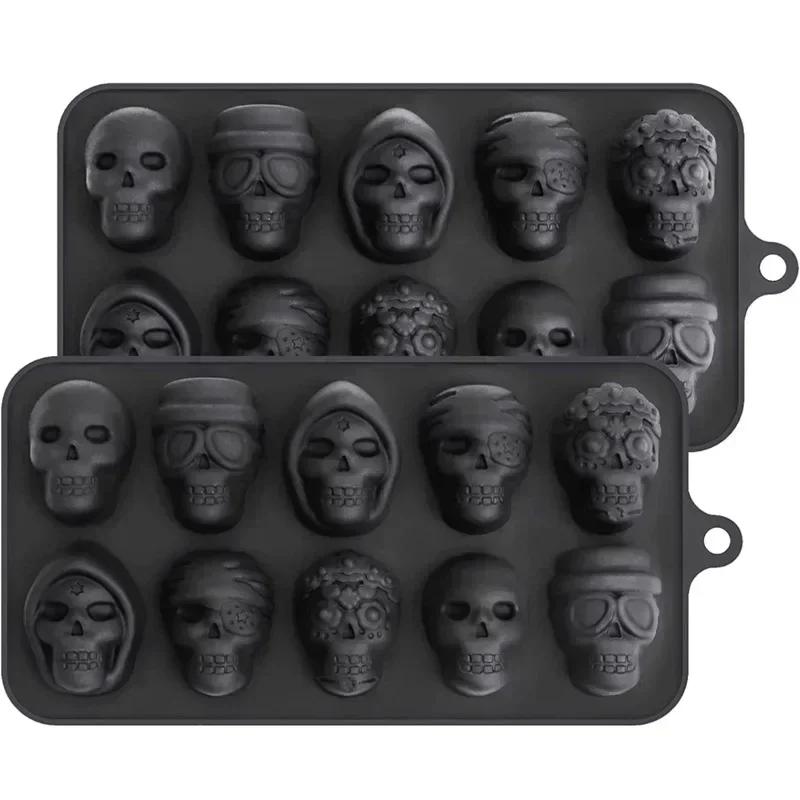Skull I Cube Mold 10-Grid Skull I Mold For Halloween Kitchen Tools Reusable Making Acssory For Chocolate I Cream Mold