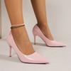 High Heels Shoes Women Pointed Toe Soft Leather Lady Fashion Flats Round Buckle Flat Sole Large Size 43