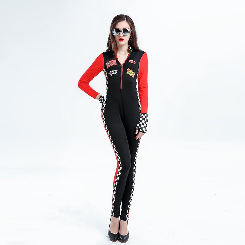 Womens Racing Jumpsuit F1 Car Model Costume Cheerleading Outfit Game Party Wear S-XXL