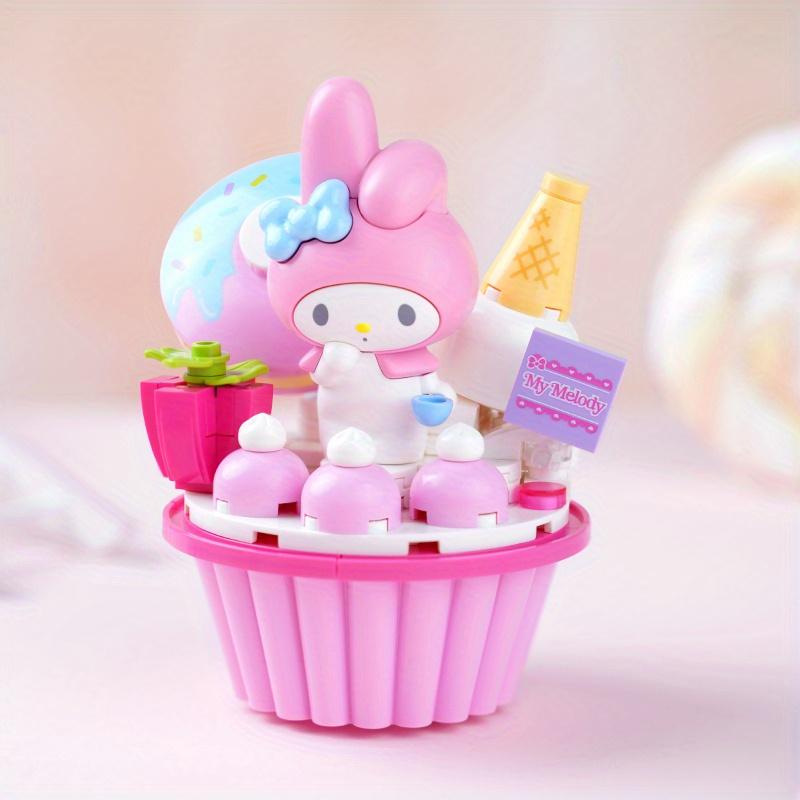 Нетоксичные строительные блоки серии Sanrio Куроми Хелло Китти, модель для сборки кекса, кубики, игрушки, Синнаморолл, Май Мелоди, настольные украшения