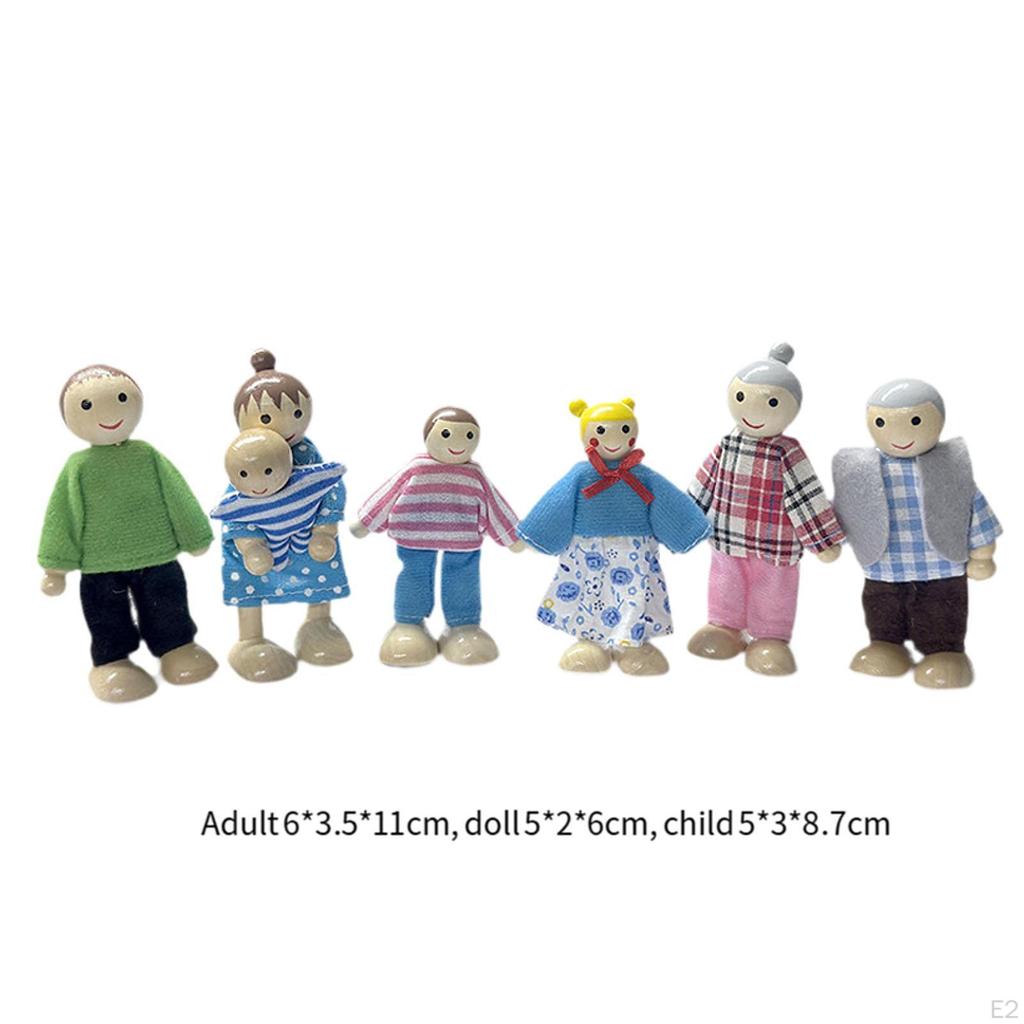 7 Pieces Miniature Dolls Action Figure Set Role Playing Dollhouse Accessories People