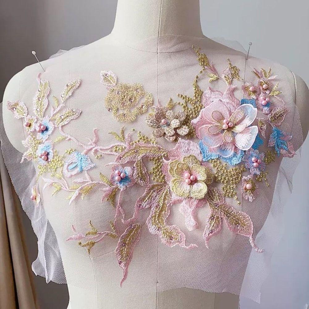 DIY Embroidered Floral Patches Sequin Embroidery Sequins Patches Lace Fabrics Applique Wedding