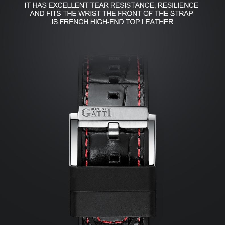 Часы Bonest Gatti Деловые светящиеся в темноте механические часы Водонепроницаемые роскошные часы