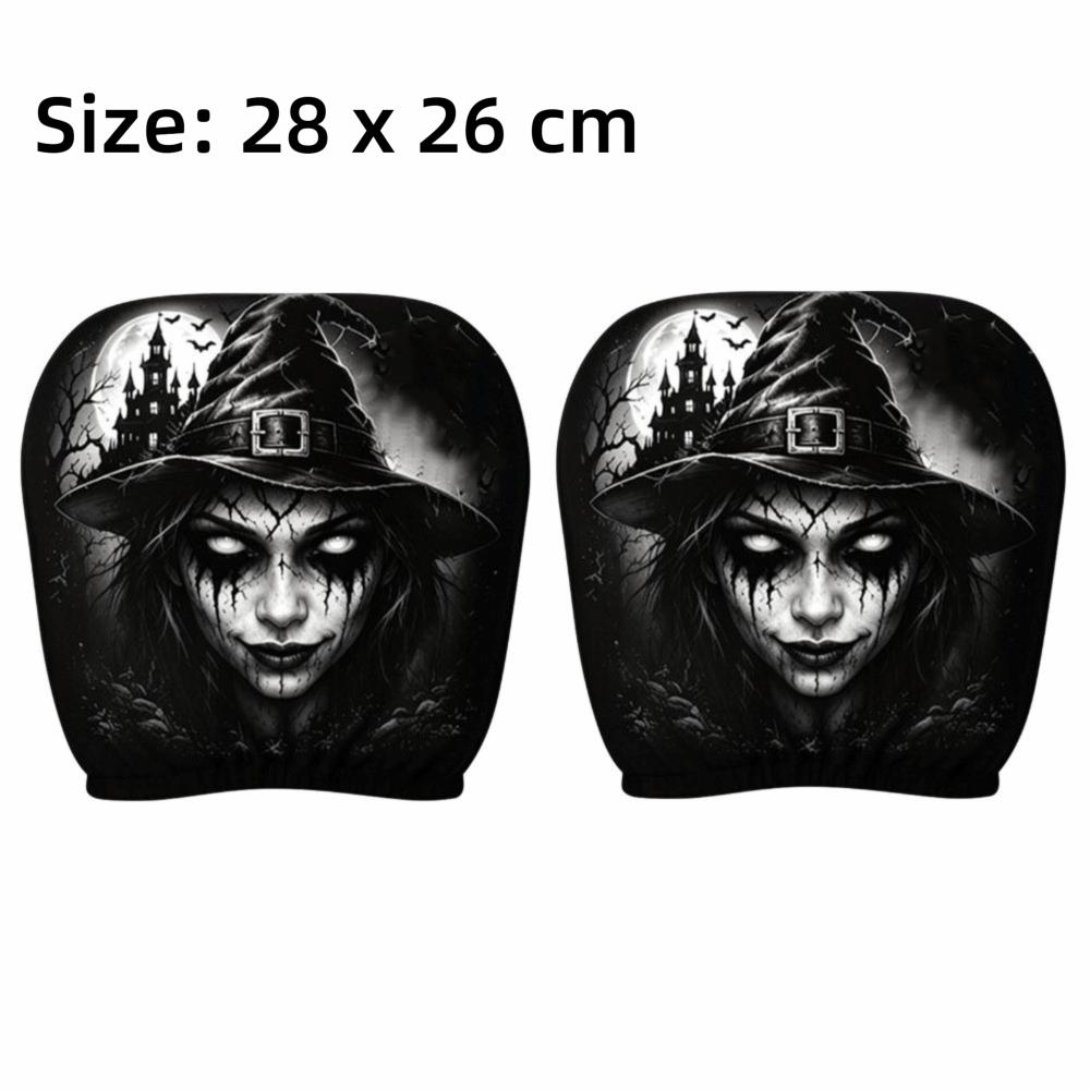 2Pcs Scary Face Printing Car Headrest Cover Car Headrest Protector Auto Interior Accessories