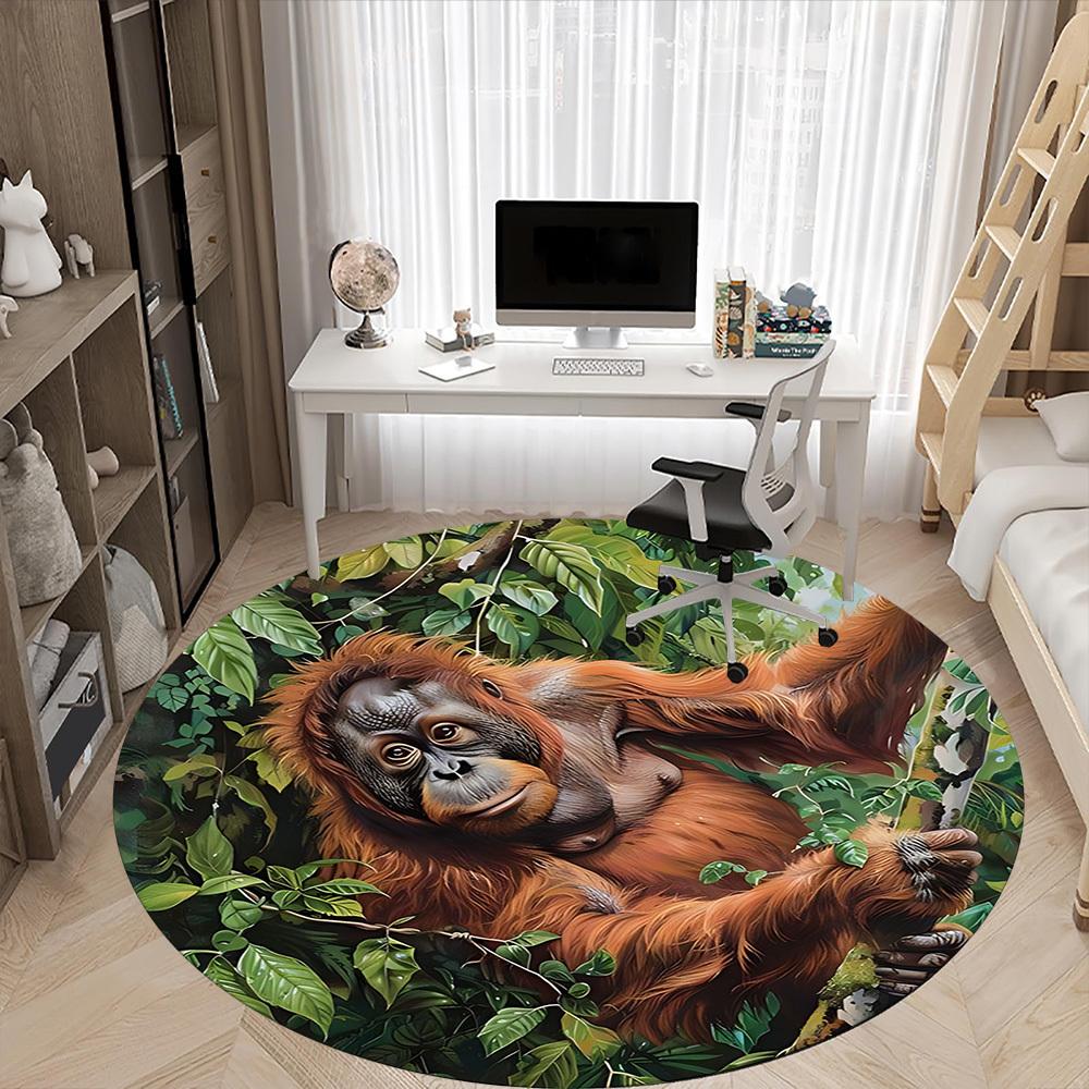 1pc Orangutan, Jungle Chair Carpet for Office, Soft Flannel Throw Mat, Perfect for Office,Holiday Party Decoration Choice yy251113065