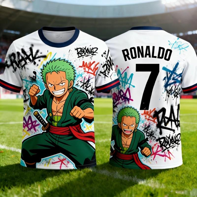 2026 Новый летний аниме One Piece Луффи Футбольная майка для взрослых и детей Специальный дизайн Оверсайз Унисекс Футболка Дышащая №7