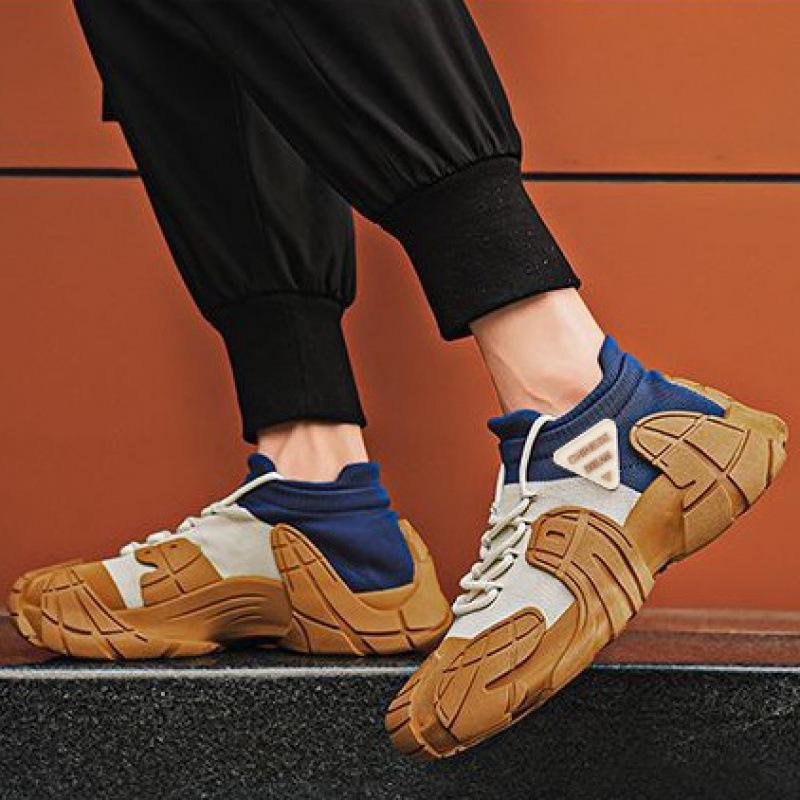 New Men's Breathable Mesh Fly-woven Shoes, Youth Trendy Casual Sports Shoes, Black Platform Shoes, Foreign Trade