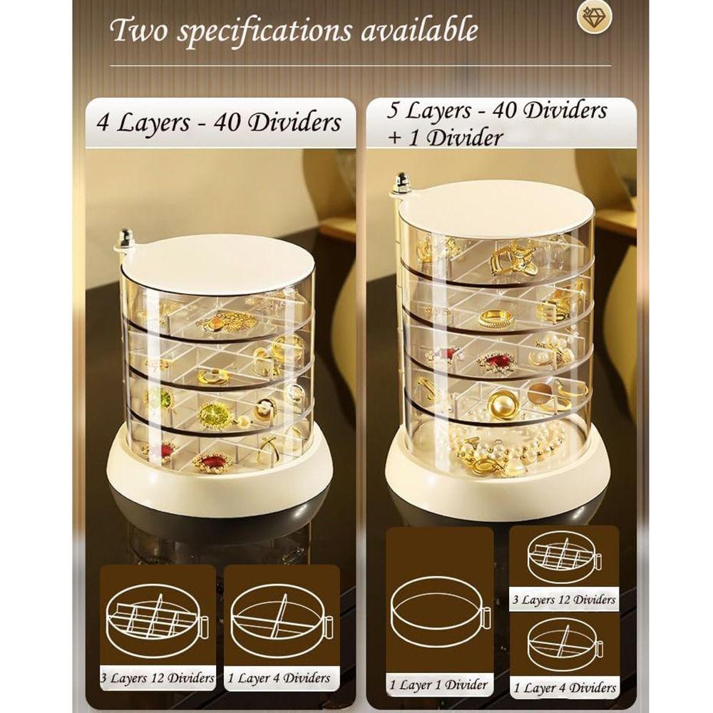 Вращающаяся на 360 градусов вращающаяся шкатулка для украшений 4-5 слоев акриловый держатель для сережек бытовой